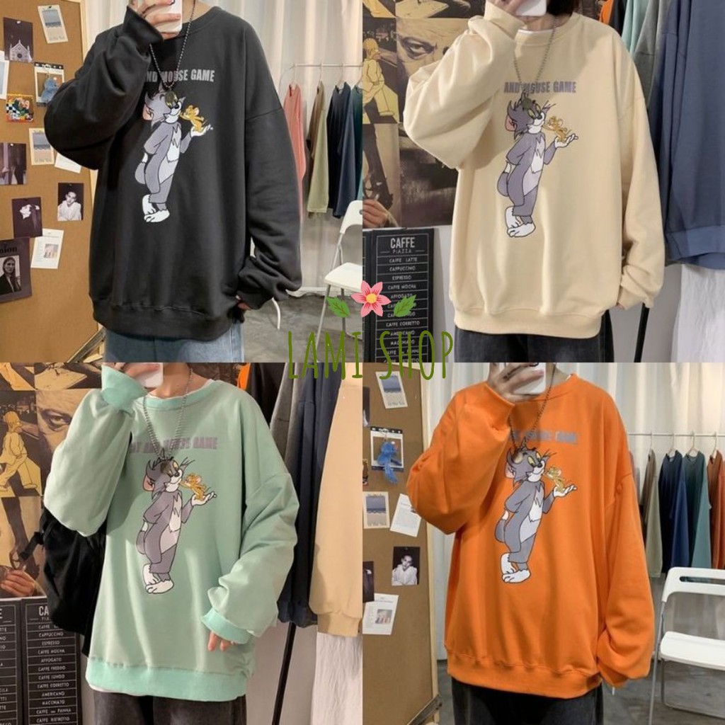 Áo thun tay dài mèo Tom form rộng