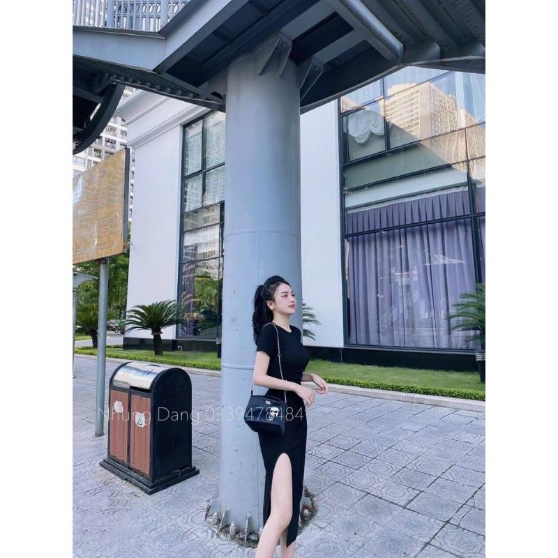 Đầm Thun Borip Ôm Body Tay Ngắn Dáng Dài Maxi Xẻ Tà Siêu Sexy | BigBuy360 - bigbuy360.vn