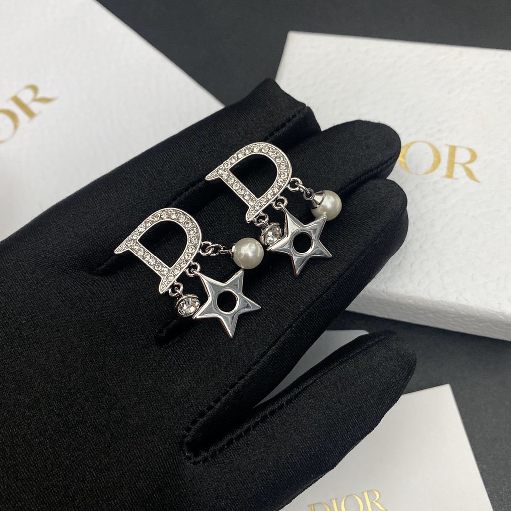 Khuyên Tai Tròn Khắc Chữ Dior Bằng Thép Titanium Thời Trang Cho Nữ