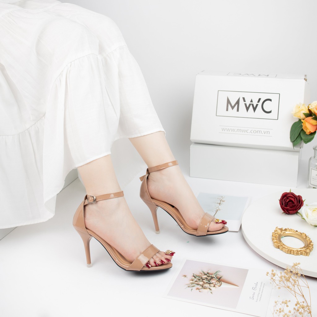 Giày Cao Gót Nữ MWC Quai Ngang Dây Mảnh Gót Nhọn 9cm Da Bóng Kiểu Dáng Hiện Đại NUCG-3875