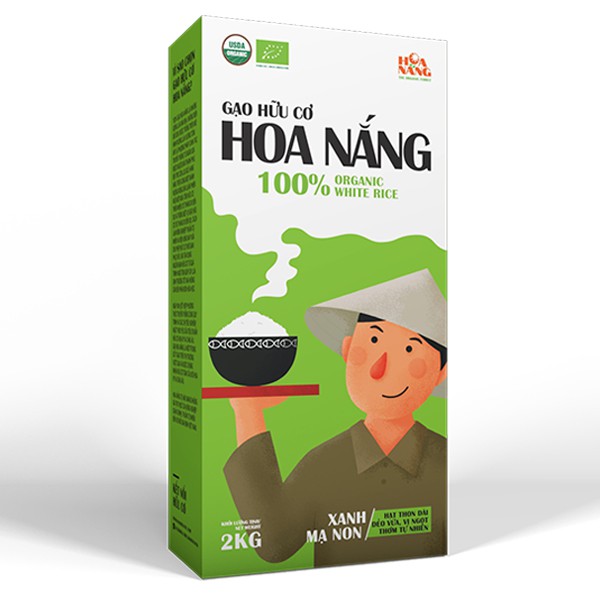 [HOANANG]Gạo hữu cơ Hoa Nắng Xanh Mạ Non – Hộp 2kg