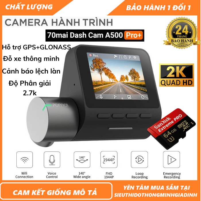 Camera Hành Trình - Camera Hành Trình ÔTô 70mai Pro Plus A500 Chuẩn 2K Xiaomi Chính Hãng [Bảo Hành 2 Năm]