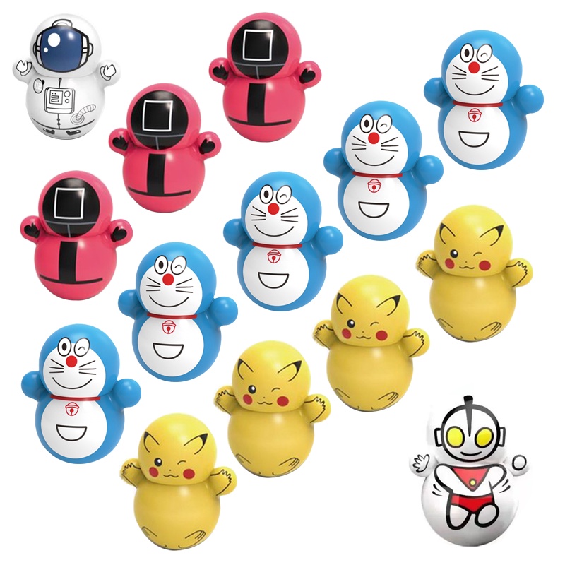 10 gói Lật Đật Đồ Chơi Hình Người Mập Hoạt Hình Màu Xanh Dương Mini Dành Cho Trẻ Em