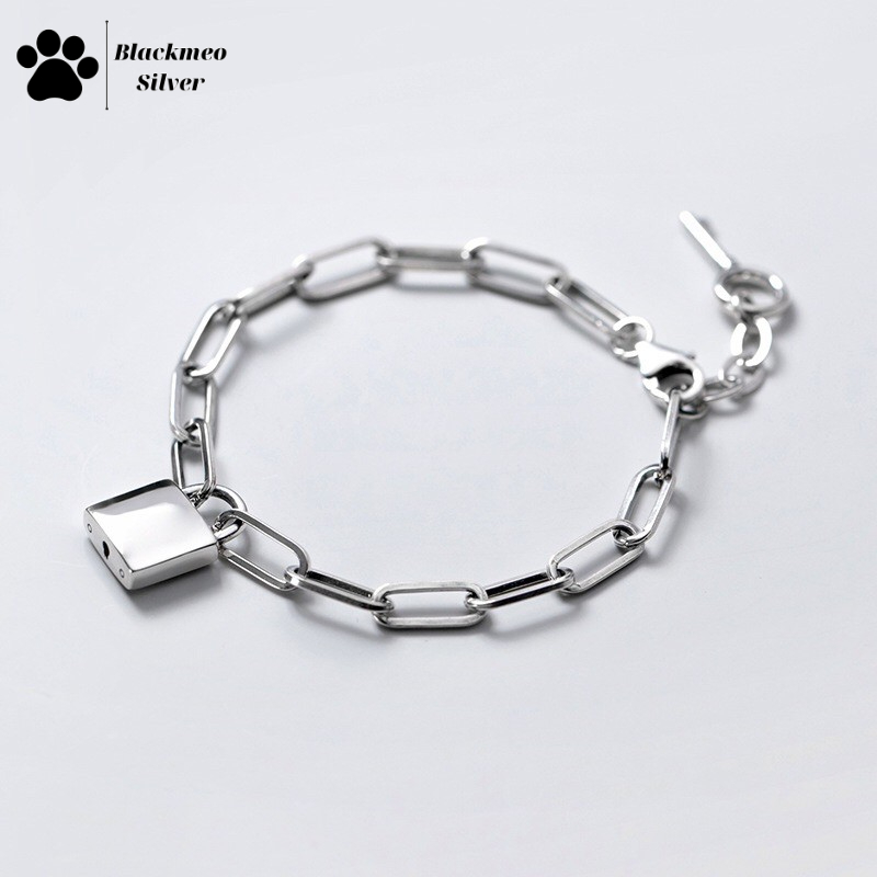 Lắc tay xích ổ khoá bạc s925 unisex. Cam kết 100% bạc 925 [ HỖ TRỢ LÀM SÁNG TRỌN ĐỜI]