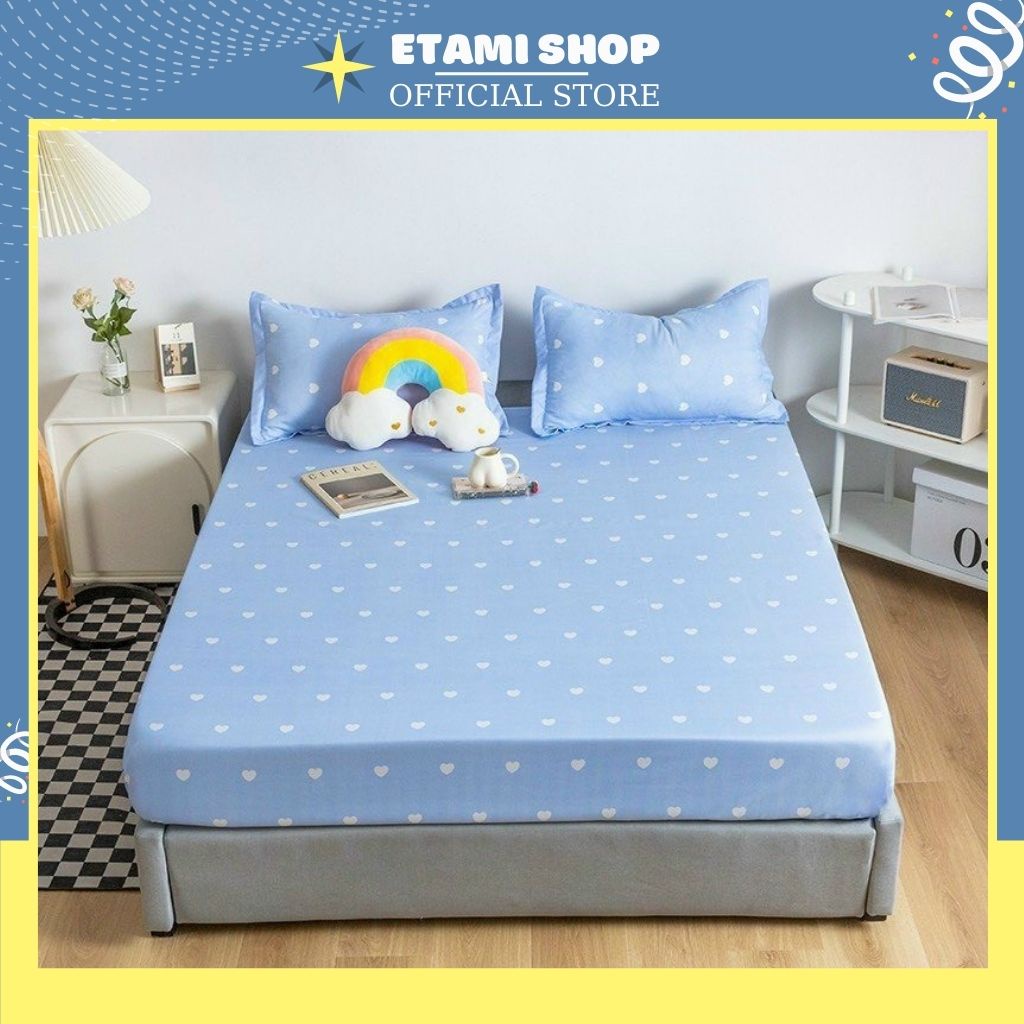 Bộ ga gối cotton poly ETAMI ga trải giường và 2 vỏ gối 2mx2m và 2m2x2m drap giường siêu rẻ