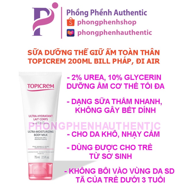 Sữa dưỡng thể Topicrem Ultra Hydraterende Body Milk 200ml - Phồng Phềnh Authentic - Bill Pháp