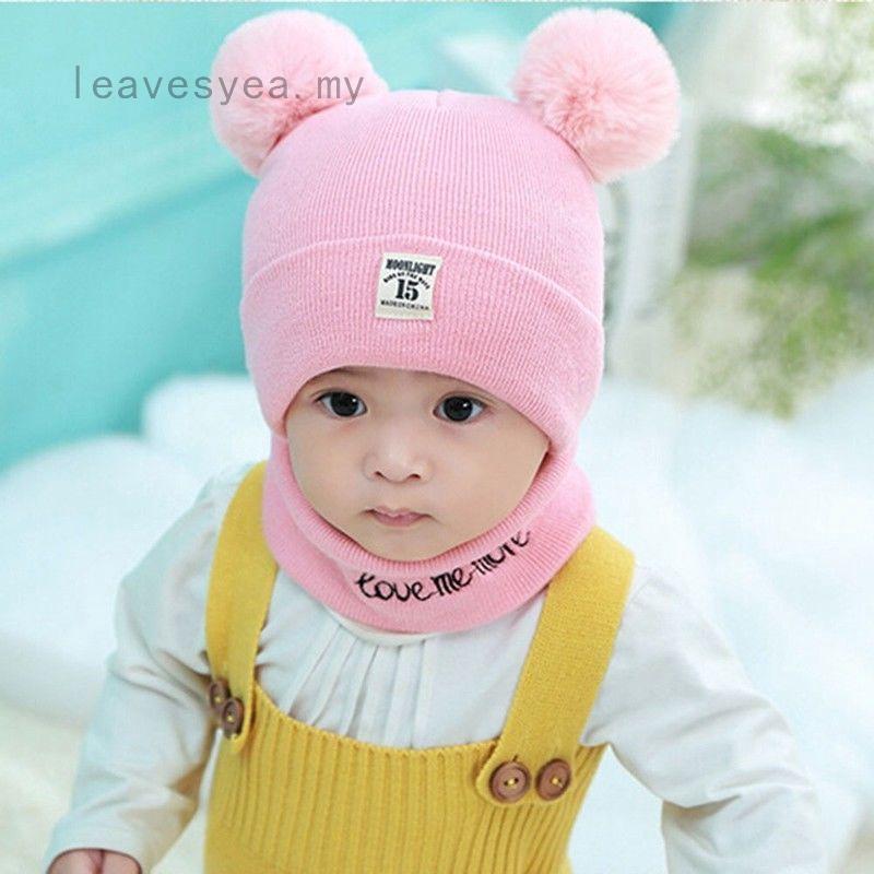 Mũ len kèm khăn choàng cổ giữ ấm cho bé