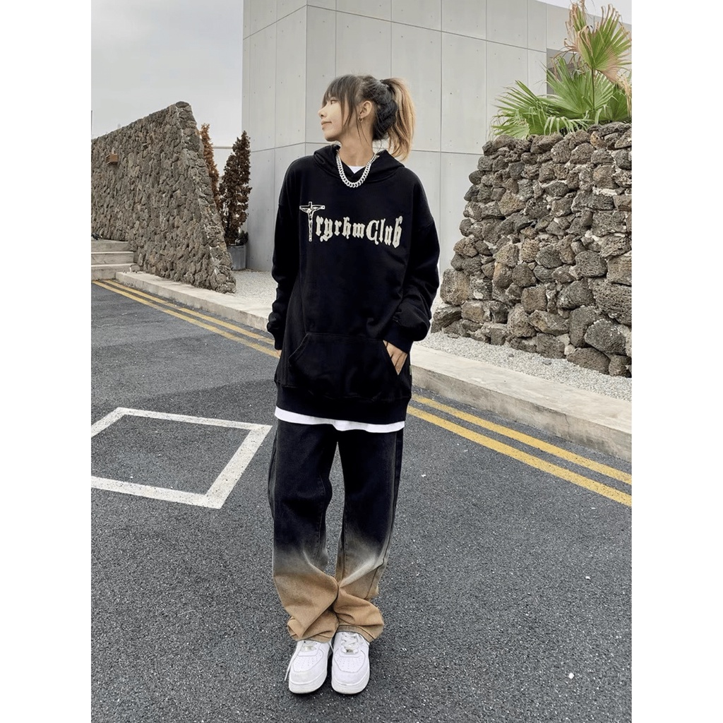 Áo Hoodie Nỉ Dáng Rộng Form Oversize Unisex Nam Nữ In Hai Mặt TRY