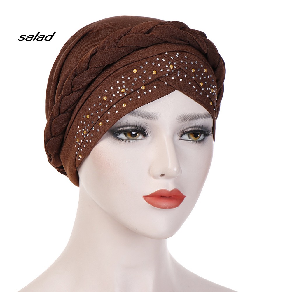 Mũ Turban Trùm Đầu Đính Đá Lấp Lánh Thời Trang Cho Phụ Nữ Hồi Giáo