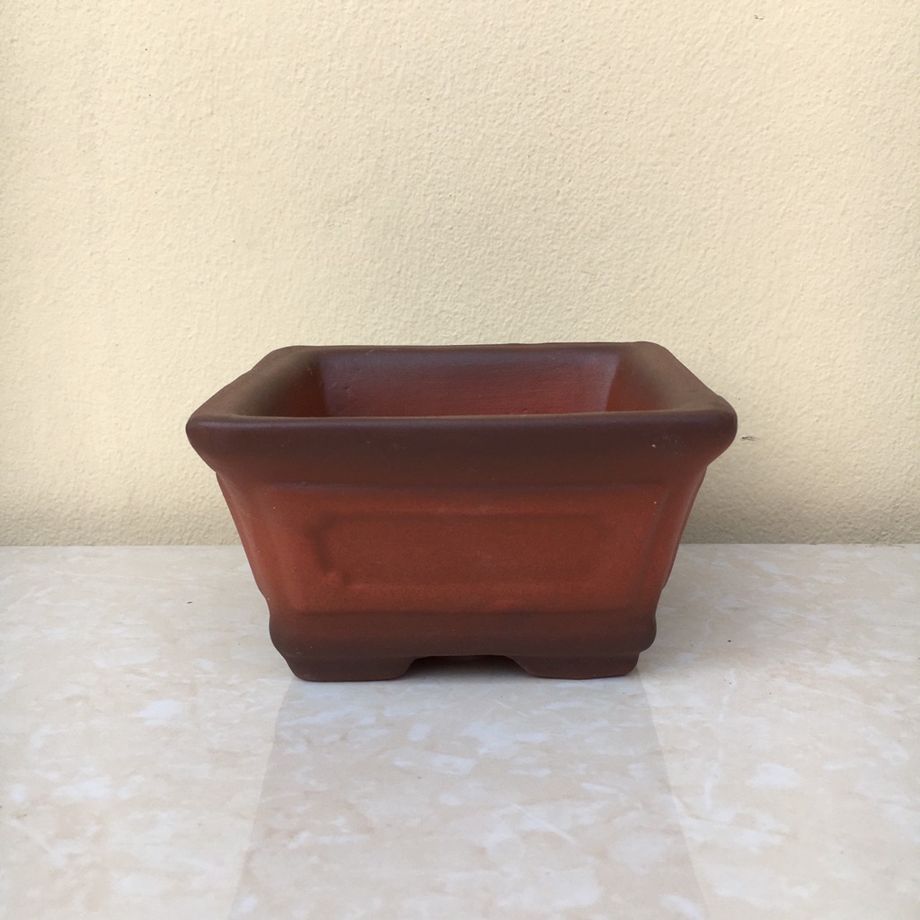 Chậu Vuông loe bonsai sen đá mini đất nung màu Đỏ gốm Bát tràng 1 size SP349
