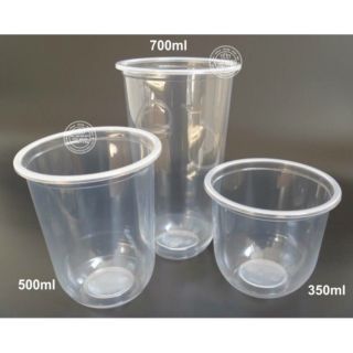 100 cốc nhựa Pet đáy bầu nắp tròn loại đẹp
