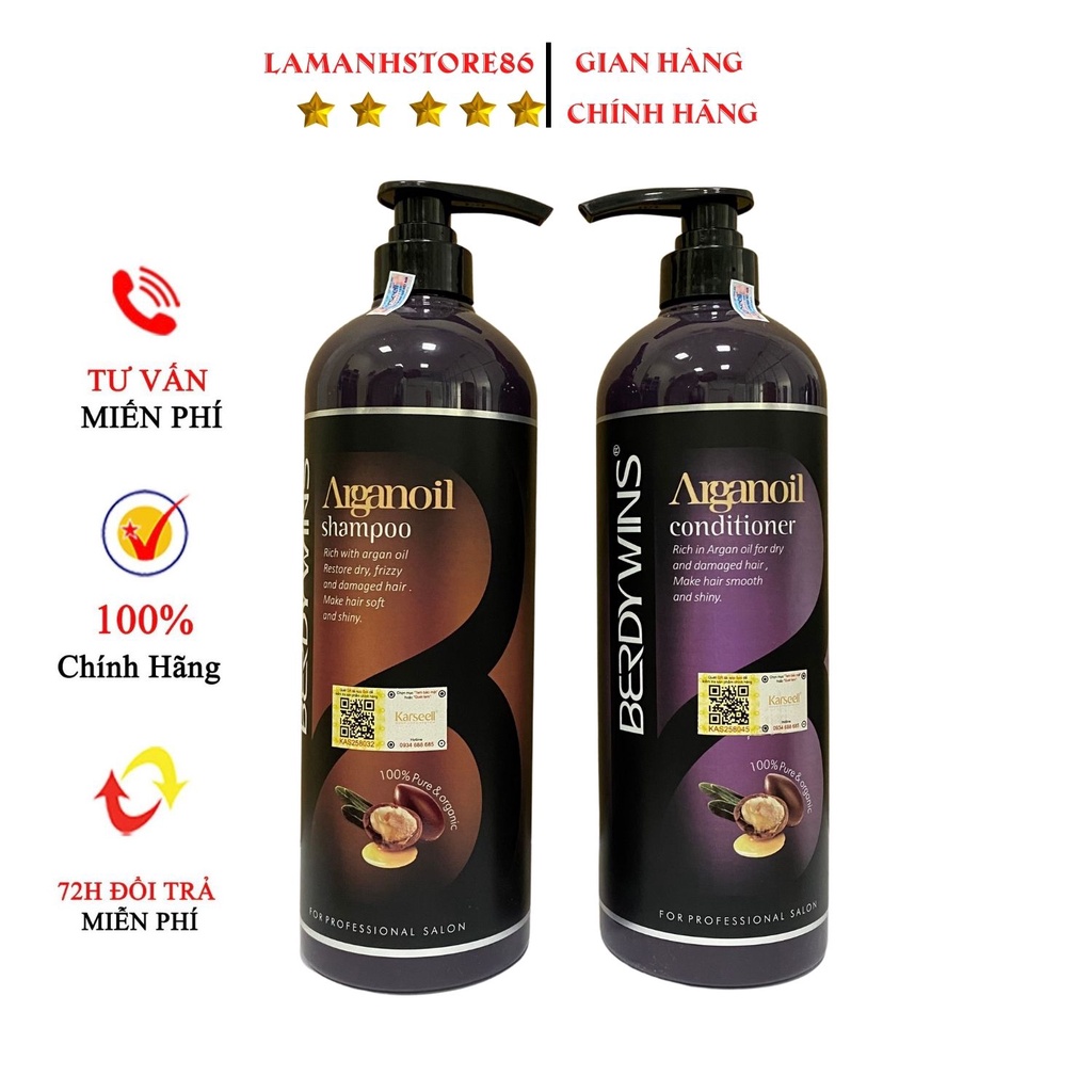 Dầu Gội  Berdywins keratin complex kiềm dầu siêu phục hồi mềm mượt chống rụng tóc hương thơm nước hoa cặp 500ml -1000ml