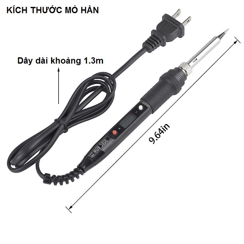 Mỏ hàn thiếc 80W điều chỉnh được nhiệt độ có màn hình LED hiển thị nhiệt độ