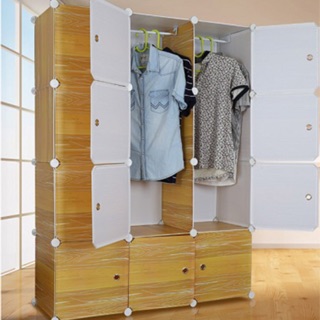 Tủ nhựa lắp ghép thông minh bibi-home 12 ngăn vân gỗ nâu