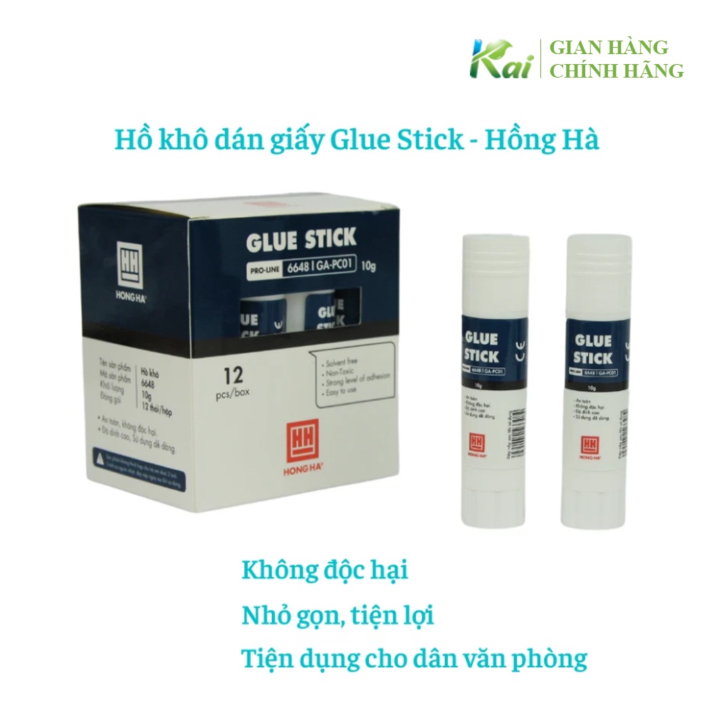 10 cây Hồ khô dán giấy Glue Stick văn phòng, thương hiệu Hồng Hà, trọng lượng 8 gram, CHÍNH HÃNG, giao nhanh, giá sỉ
