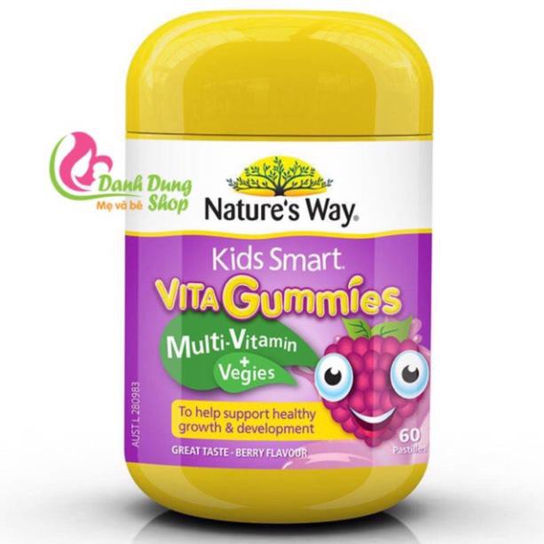 [Mã MKBC25 giảm 80K đơn 1Tr] Vitamin Nature's Way Kids Smart VITA Gummies Multi-Vitamin +Vegies ( rau củ)