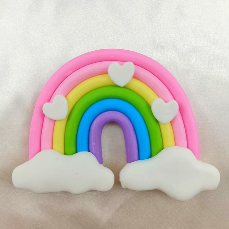 Phụ Kiện Trang Trí Bánh Kem Hình Cầu Vồng Bằng Đất Sét Mềm Nhiều Màu