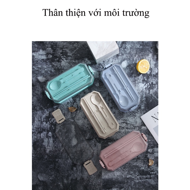 Hộp đưng cơm lúa mạch 2 tầng được thiết kế từ nhựa lúa mạch có mùi thơm tự nhiên và đảm bảo an toan vệ sinh