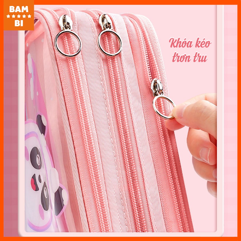 Hộp bút trong suốt Bambi cho bé trai, bé gái - Nhiều màu sắc