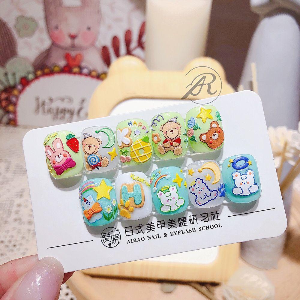 Miếng Dán Trang Trí Móng Tay Họa Tiết Hoạt Hình Gấu / Thỏ Nhiều Màu Xinh Xắn