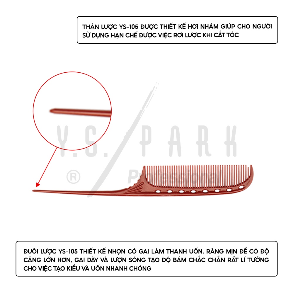 Lược chải hóa chất Nhật Bản YS PARK professional đuôi nhọn cao cấp YS-105 hàng chính hãng