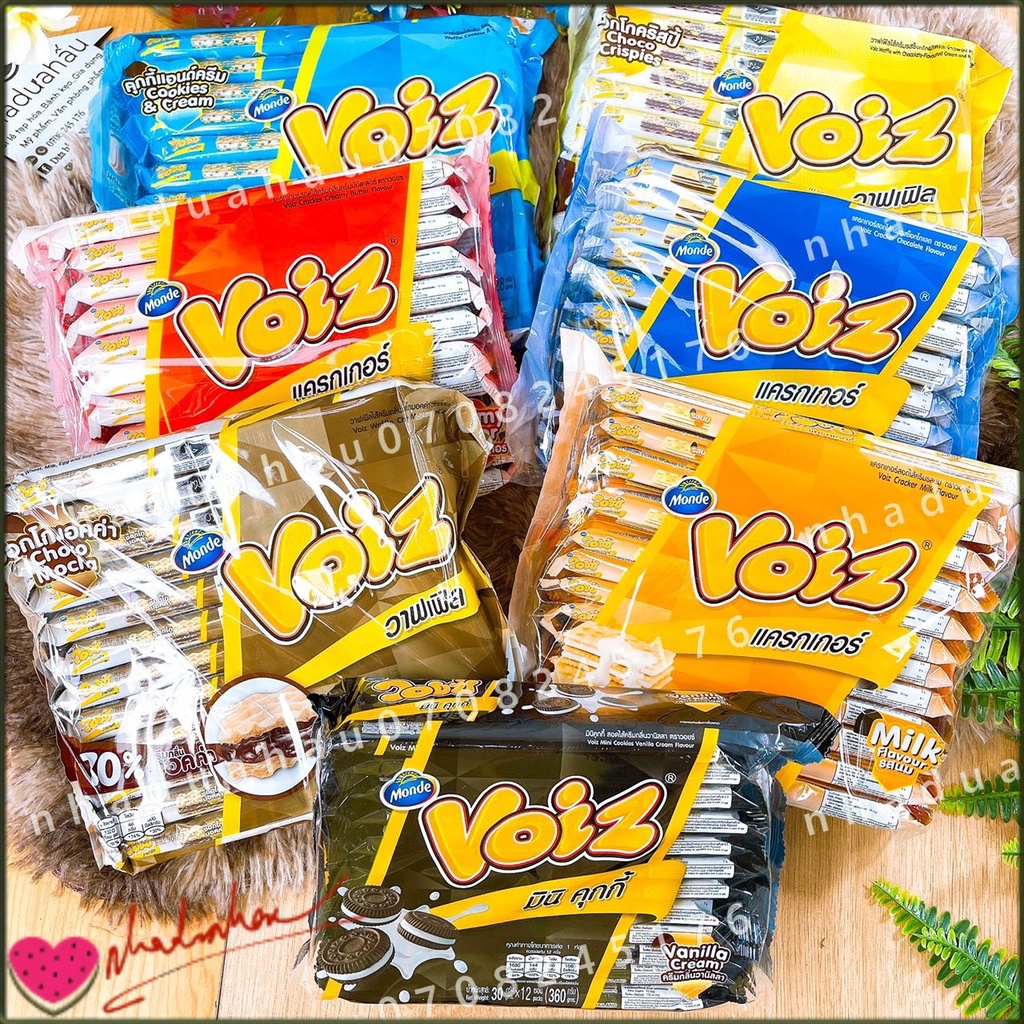 Một gói bánh kẹp kem 3 lớp/ kẹp kem xốp kẹp oreo 7 loại VOIZ Thái Lan gói lớn 336gam