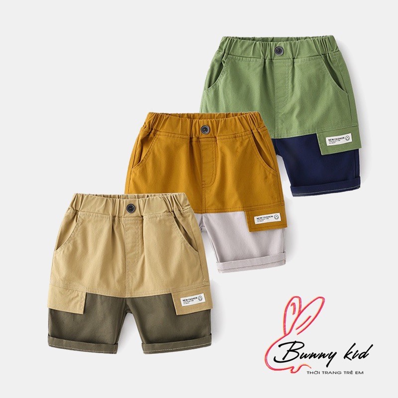 Quần Kaki bé trai WELLKIDS quần short cho bé phối mầu (KZ3159)