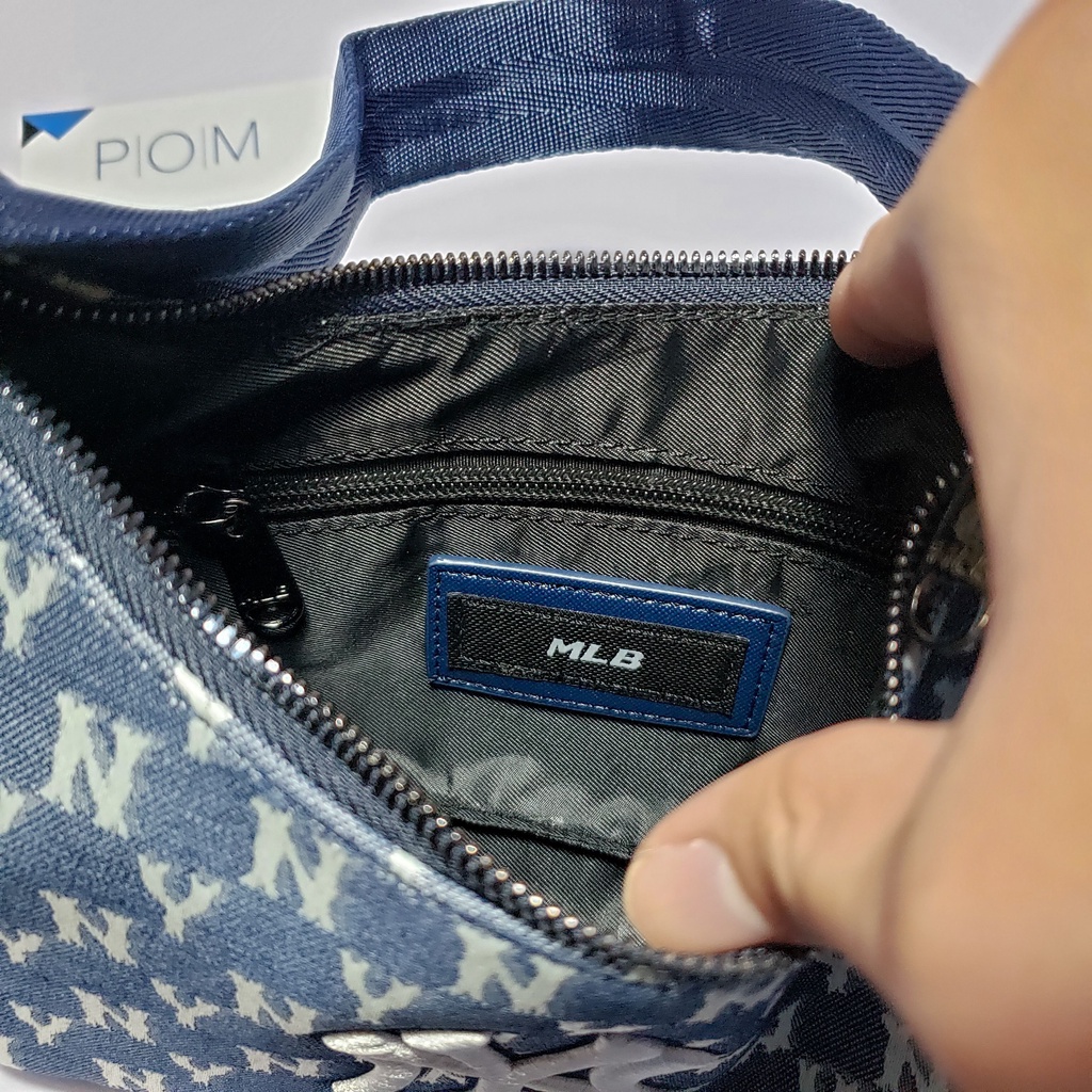 Túi kẹp nách NY túi xách nữ M.L.B NY Monogram Xanh Navy - Pom Store