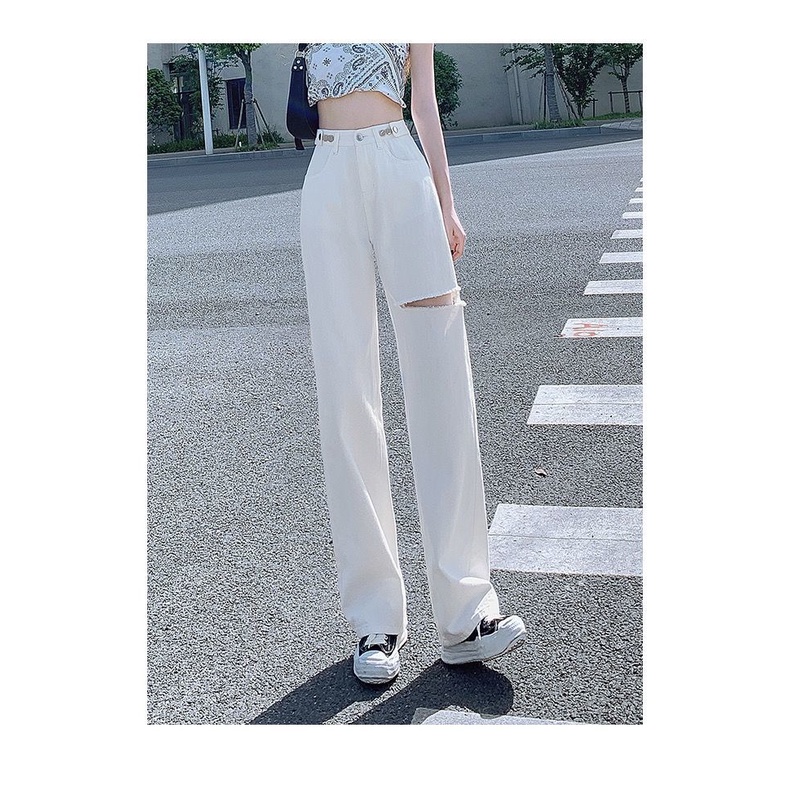 Quần Jean Ống Rộng Mỏng Ống Thẳng Lưng Cao Mẫu Mới 2022 Thời Trang Mùa Hè