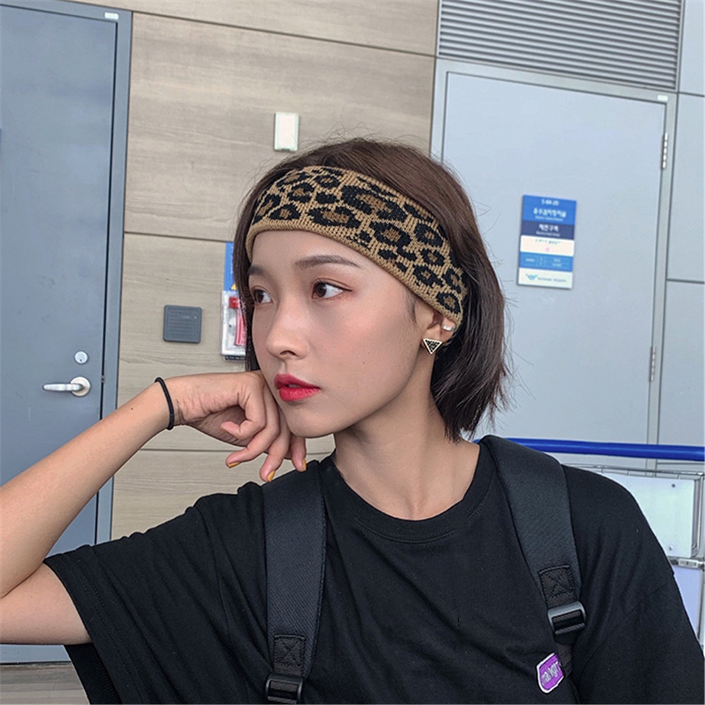 Băng Đô Dệt Kim Bản Rộng Họa Tiết Da Báo Có Thể Điều Chỉnh Dành Cho Nữ