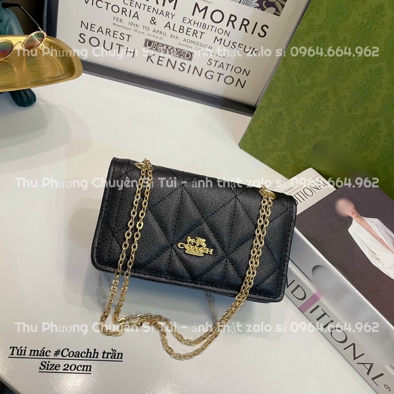 Túi đeo chéo, kẹp nách trần ô tam giác logo co.achh siêu sang