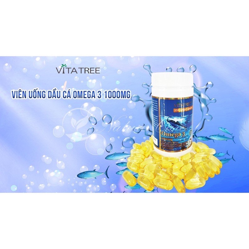 OMEGA 3 VITATREE 1000mg LỌ 150 Giúp Phát Triển Trí Não -Tăng Cường Thị Lực ,Tim Mạch ,Huyết Áp