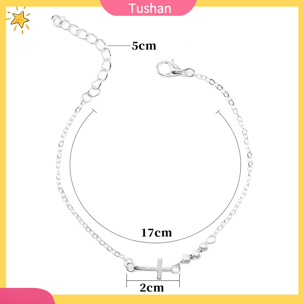 TUSH_Fashion Women Beaded Cross Charm Bracelet Chain Hand Jewelry Birthday Gifts