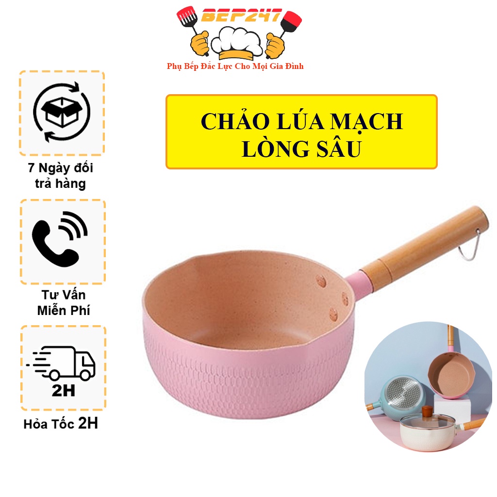 Chảo Sâu Lòng Chống Dính Vân Tổ Ong 18CM Phủ Ceramic Dùng Bếp Từ,Cho Mọi Loại Bếp Đa Năng