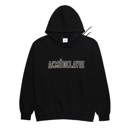 ÁO KHOÁC CÓ MŨ ADLV HOTFIX PEARLS OUTLINE LOGO HOODIE BLACK