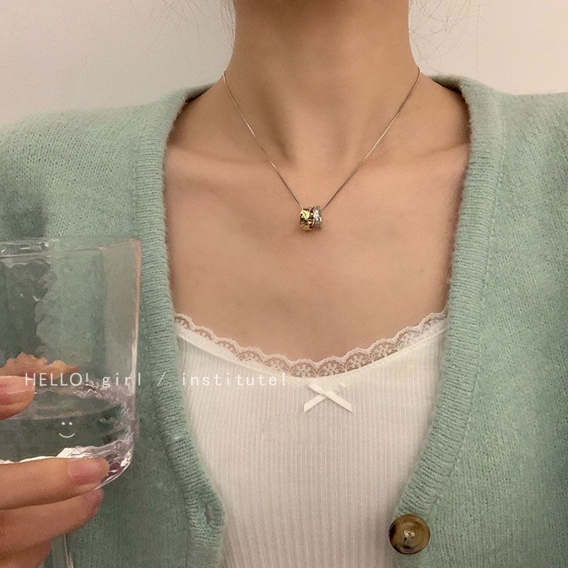 Vòng cổ Mặt Nhẫn Đôi Màu Sắc Đối Lập Đơn Giản