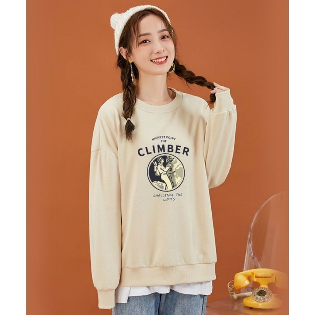 ÁO SWEATER NỈ UNISEX KHÔNG NÓN CLIMBER ÁO FORM RỘNG NAM NỮ NHIỀU MÀU