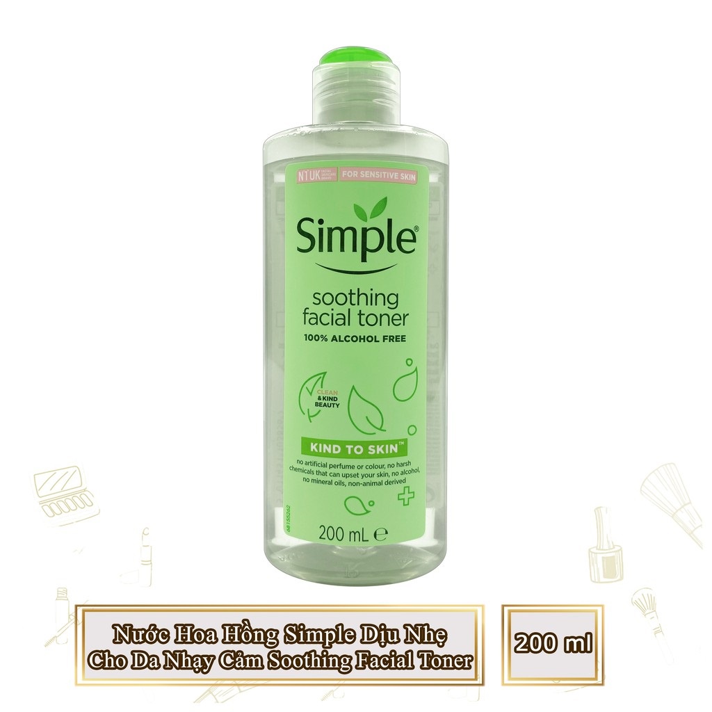 Nước Hoa Hồng Soothing Facial Toner Simple cân bằng ẩm cho da 200ml