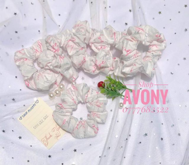 Cột tóc vải Scrunchies họa tiết đơn giản