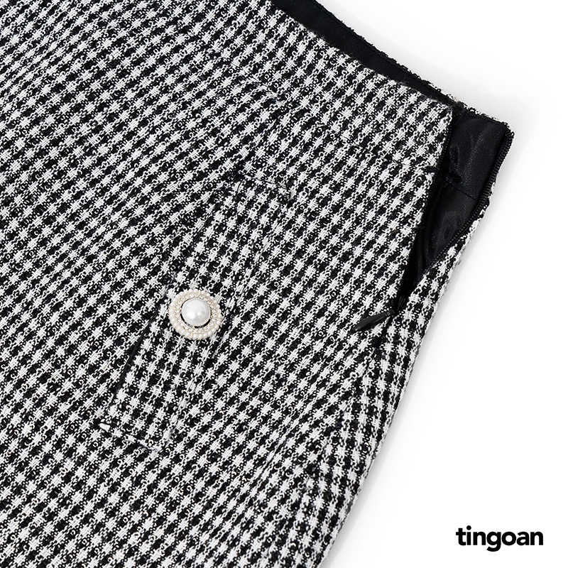 TINGOAN® - Chân váy tweed cạp lưng cao lấp lánh tingoan YOU’RE THE BESTIE SKIRT (có quần trong)