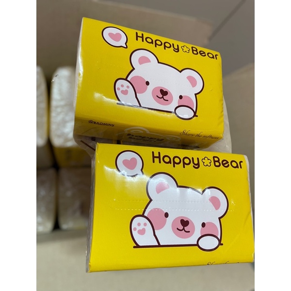 Thùng 24 gói khăn ăn rút tre HAPPY BEAR Vàng