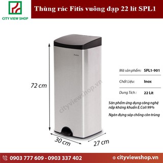 Thùng rác Fitis đạp vuông cao 22 lít SPL1