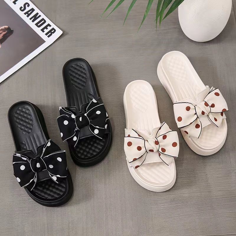 Dép bánh mì đế cao Dép đế xuồng Dép Sandal Đế Xuồng Dày Quai Nơ Chống Trượt Thời Trang Mùa Hè Mới 2022