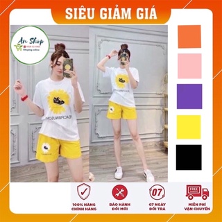 ( Xả Mạnh ) quần áo nữ hè cộc tay quần đùi HOA CÚC chất cotton co dãn thấm hút mồ hôi