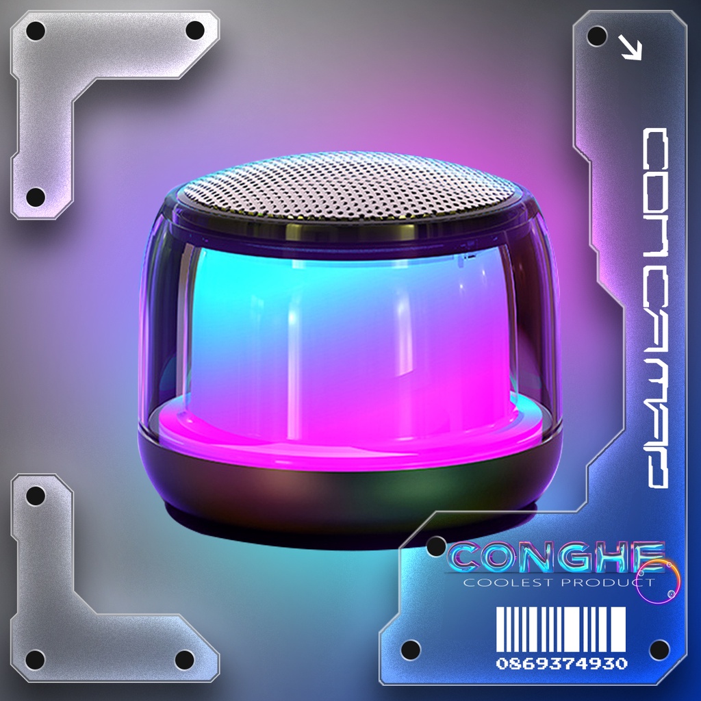 Loa bluetooth mini không dây nghe nhạc, cắm usb thẻ nhớ đa năng có đèn led chính hãng 3C03