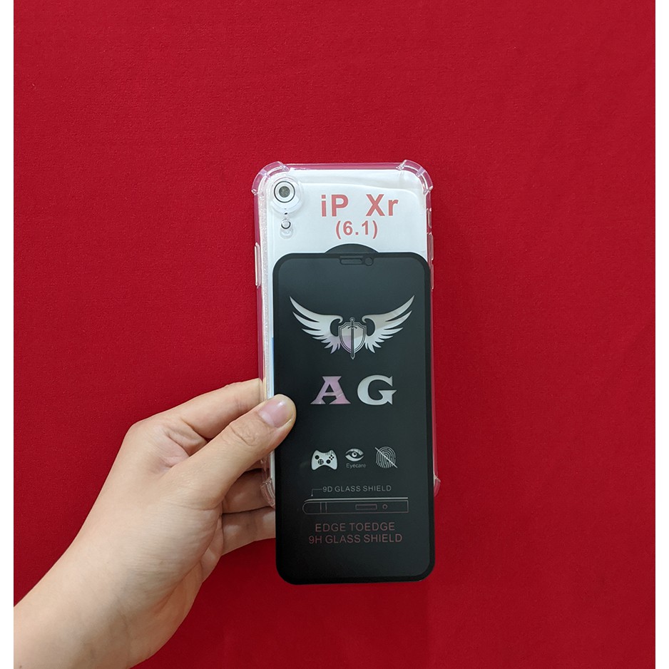 Combo ốp chống sốc kính cường lực chống bám vân tay iPhone XR