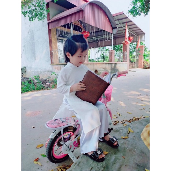 Áo dài Lụa Ngọc Bích cho bé gái kèm quần