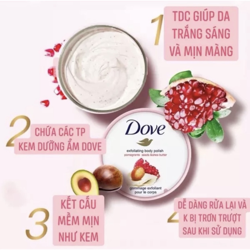 [Mỹ, Đức] Tẩy tế bào chết body - DOVE 𝐄𝐗𝐅𝐎𝐋𝐈𝐀𝐓𝐈𝐍𝐆 𝐁𝐎𝐃𝐘 𝐏𝐎𝐋𝐈𝐒𝐇