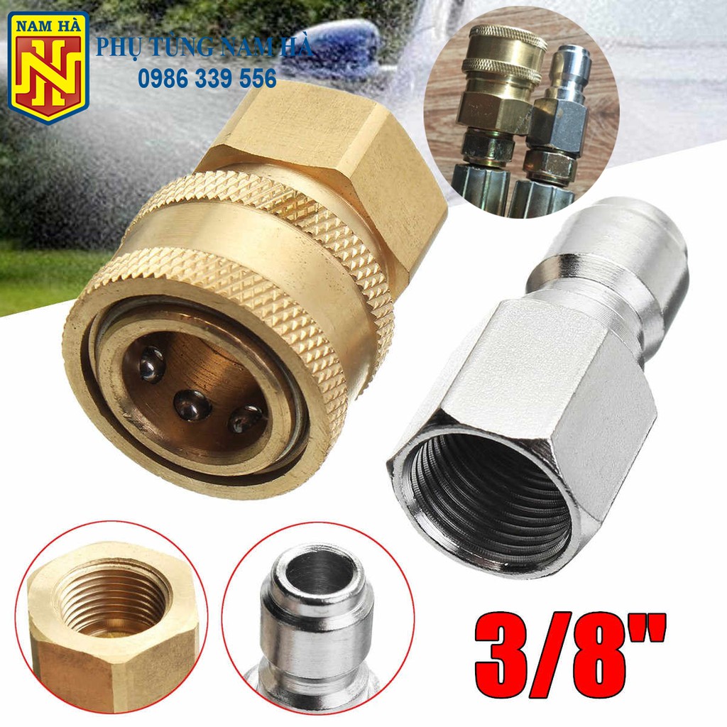 Khớp nối nhanh dây rửa xe cao áp 3/8 inch ren 17mm