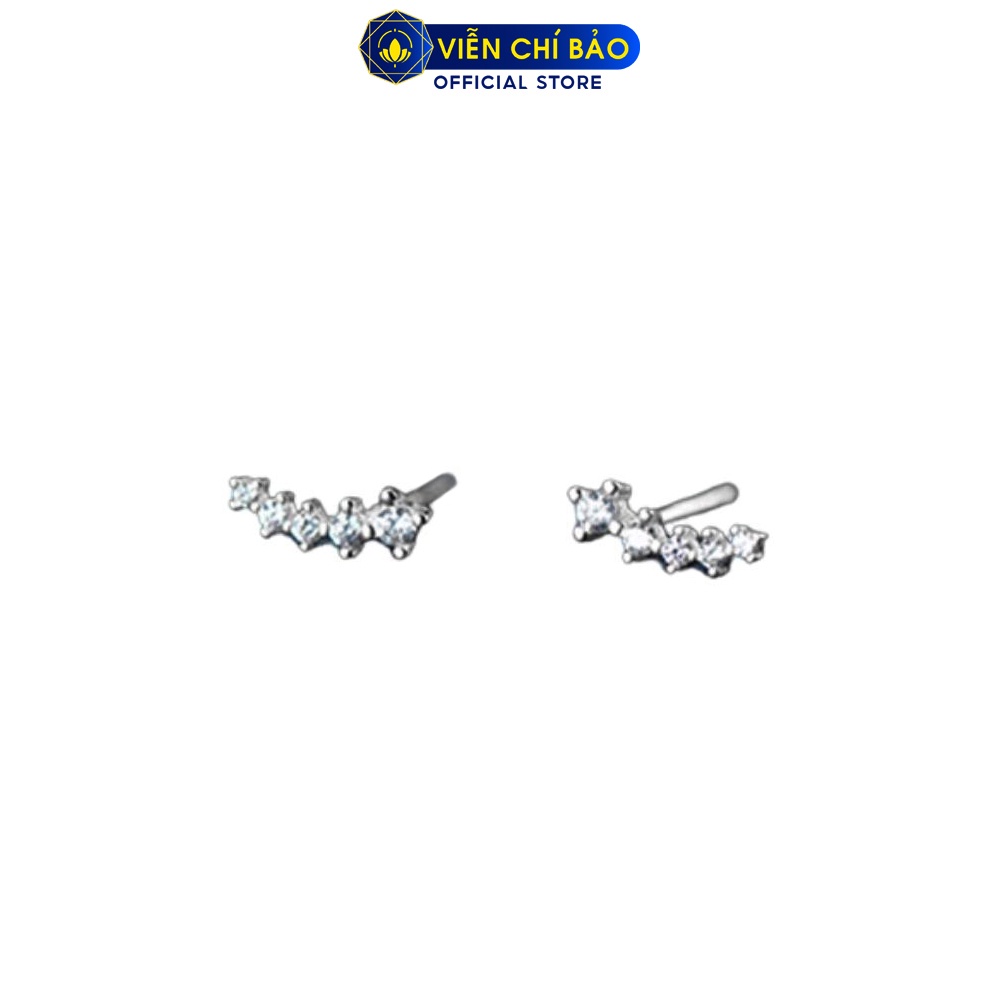 Bông tai bạc nữ sao băng đính đá nhỏ nhắn chất liệu bạc 925 thời trang phụ kiện trang sức nữ Viễn Chí Bảo B400271